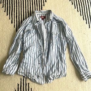 Blue and white button down